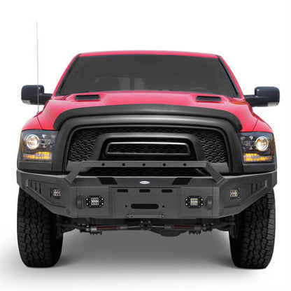 Aftermarket Full Width Front Bumper w/ Winch Plate & LED Spotlights For 2015-2018 Ram 1500 Rebel - HookeRoad