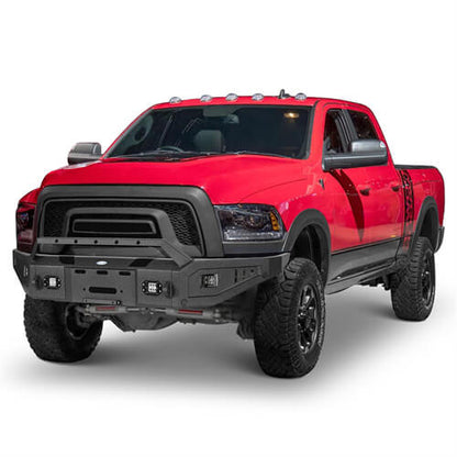Aftermarket Full Width Front Bumper w/ Winch Plate & LED Spotlights For 2015-2018 Ram 1500 Rebel - HookeRoad