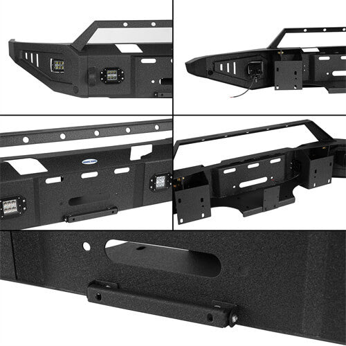 Aftermarket Full Width Front Bumper w/ Winch Plate & LED Spotlights For 2015-2018 Ram 1500 Rebel - HookeRoad