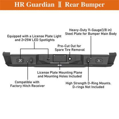 Aftermarket Rear Bumper for 1988-1998 Chevy C/K 1500 2500 Fleetside - Hooke Road - HE.9083