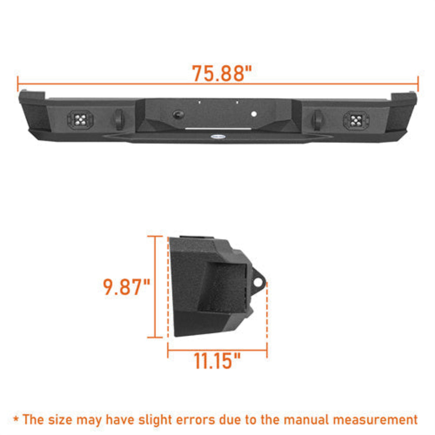 Aftermarket Rear Bumper for 1988-1998 Chevy C/K 1500 2500 Fleetside - Hooke Road - HE.9083