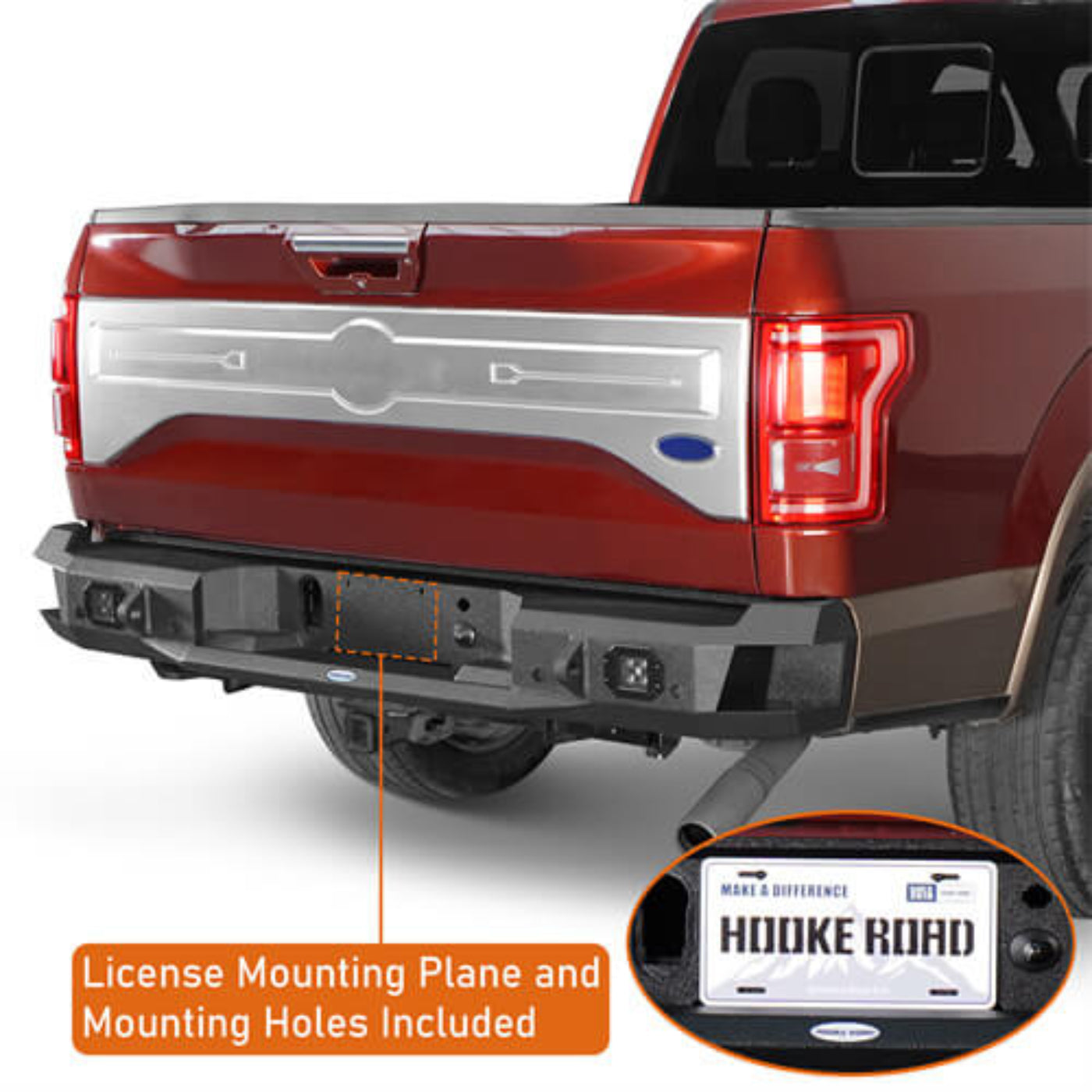 Aftermarket Rear Bumper For 2015-2017 Ford F-150 (Excluding Raptor) - Hooke Road - HE.8284