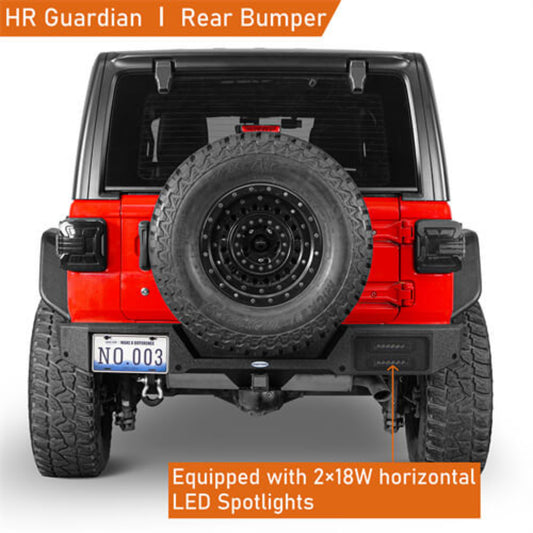 Aftermarket Rear Bumper w/License Plate Light For 2018-2025 Jeep Wrangler JL - Hooke Road - HE.3056-S