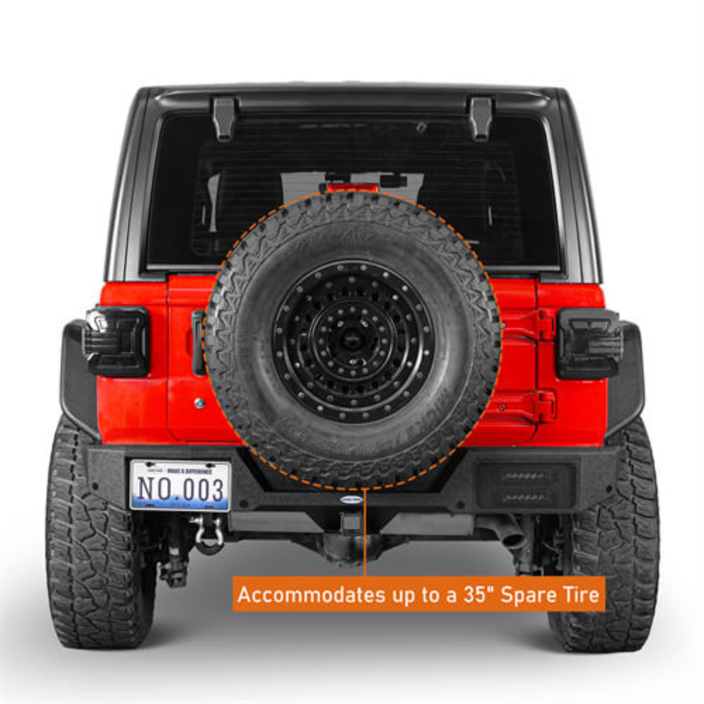 Aftermarket Rear Bumper w/License Plate Light For 2018-2025 Jeep Wrangler JL - Hooke Road - HE.3056-S