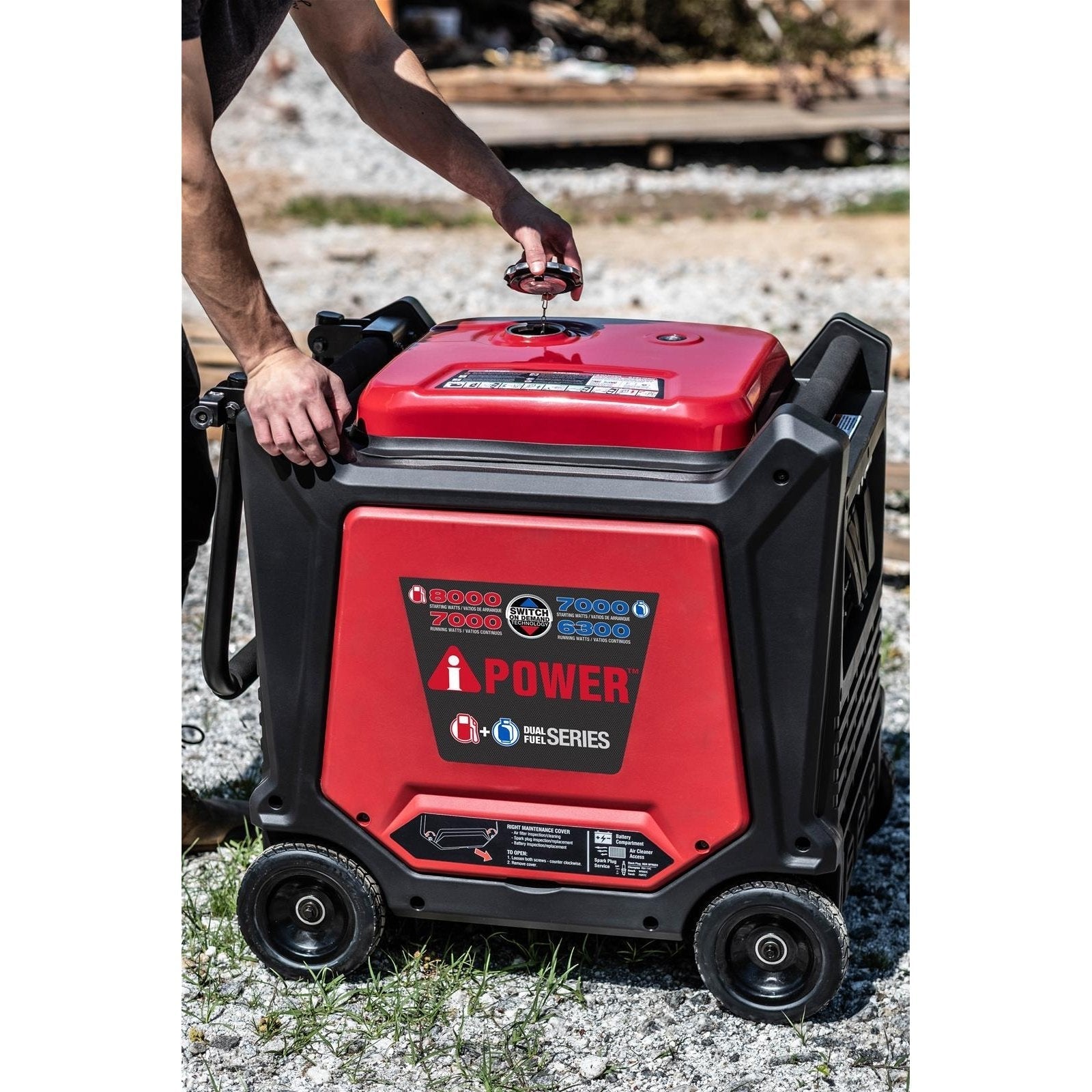 A-iPower SUA8000IED 7000W/8000W Electric Start Dual Fuel Inverter Generator New