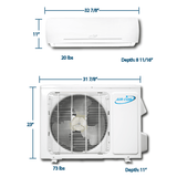 Air-Con Blue Series 3 12000 BTU 20 SEER Mini Split Air Conditioner 15ft Lineset & Wiring