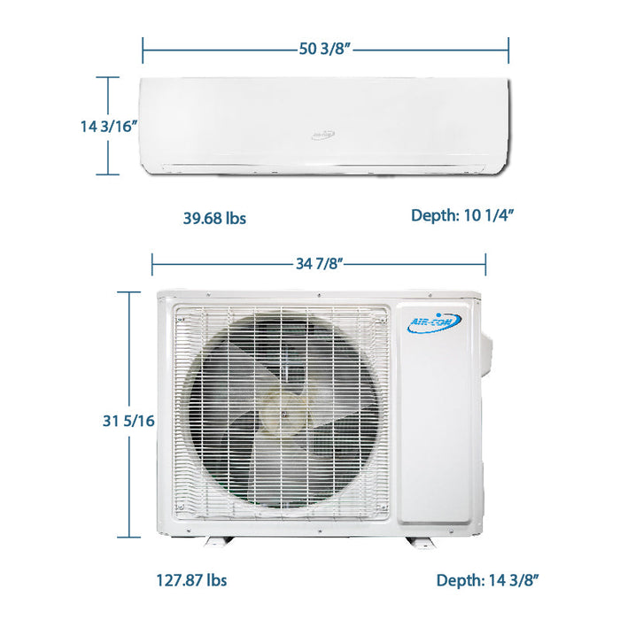 Air-Con Eclipse Series 30000 BTU 18.9 SEER Ductless Mini Split Air Conditioner 15ft Lineset & Wiring - ASPCI/EM4H4S30