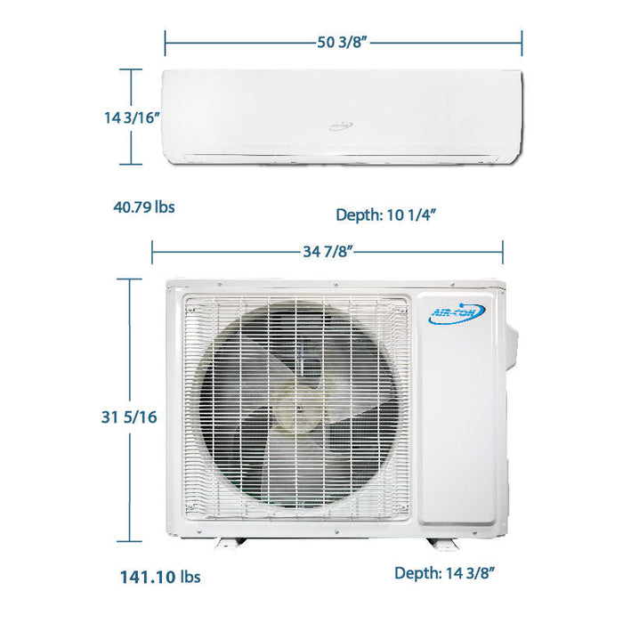 Air-Con Eclipse Series 36000 BTU 16.4 SEER Ductless Mini Split Air Conditioner 15ft Lineset &amp; Wiring - ASPCI/EM4H4S36R