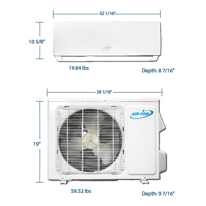 Air-Con Serene Series 12000 BTU 16 SEER Mini Split Air Conditioner 15ft Lineset & Wiring - ASRCI/EM4H4S12