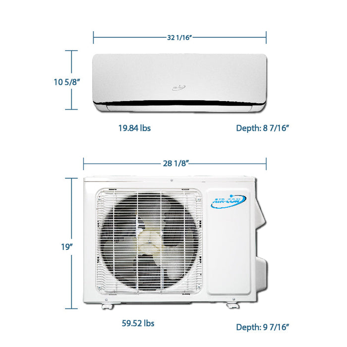 Air-Con Titanium 12000 BTU Ductless Mini Split Air Conditioner Heat Pump System 18 SEER 110-120V - ATUCI/EM4H1S12