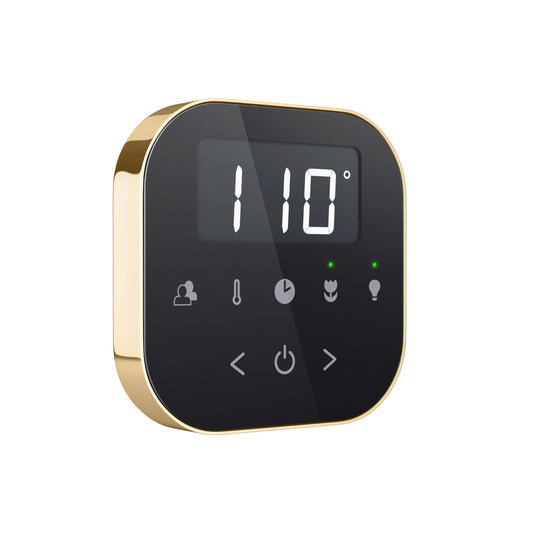 Mr. Steam AirTempo Steam Shower Control in Black with Polished Brass - AIRTBK-PB