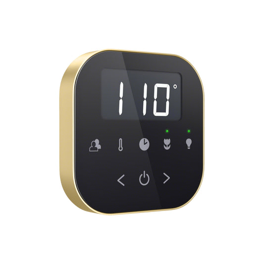Mr. Steam AirTempo Steam Shower Control in Black with Satin Brass - AIRTBK-SB