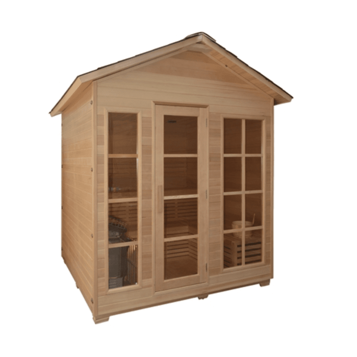 Aleko Sauna's Canadian Hemlock Outdoor and Indoor Wet Dry Sauna 5+ Person Traditional Sauna