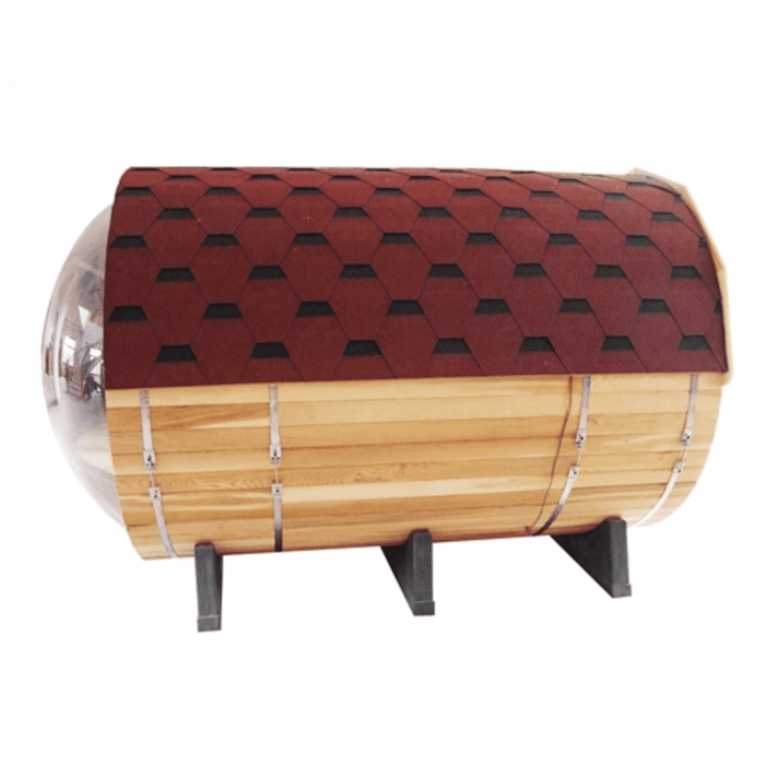 Aleko Sauna's Red Cedar Barrel w/ Panoramic View 5 Person Traditional Sauna