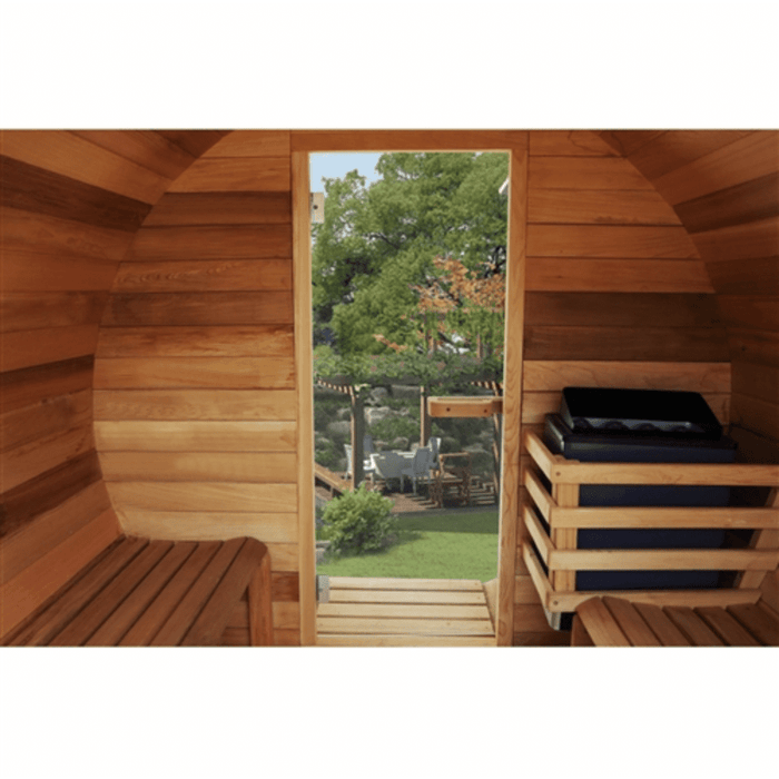 Aleko Sauna's Red Cedar Barrel w/ Panoramic View 5 Person Traditional Sauna