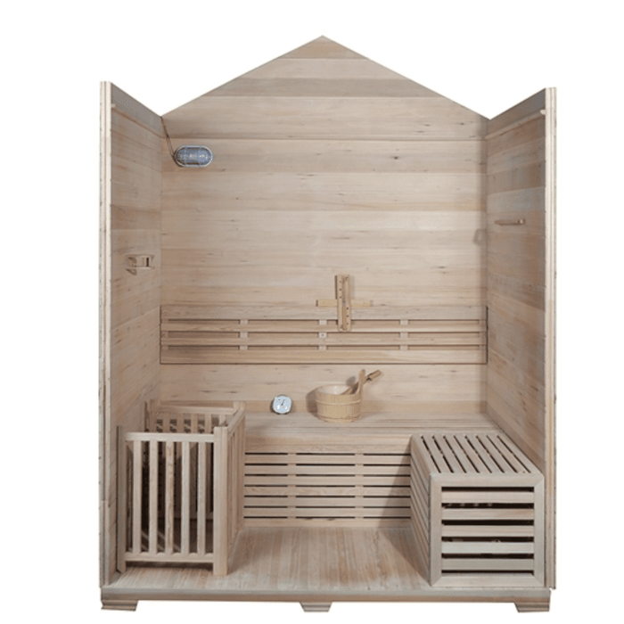 Aleko Sauna's Stone Finish Canadian Hemlock 4 Person Traditional Sauna