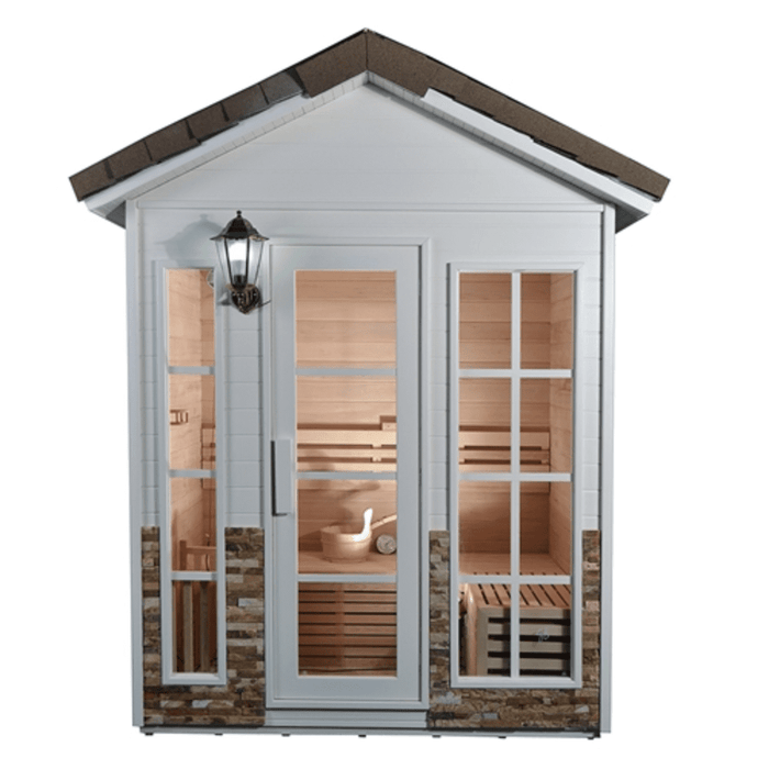 Aleko Sauna's Stone Finish Canadian Hemlock Traditional 6 Person Traditional Sauna