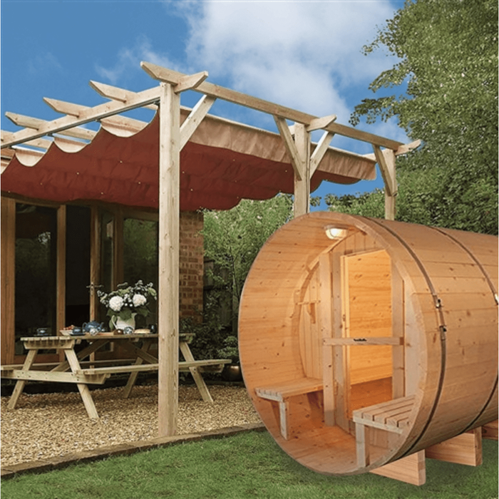 Aleko Sauna's Barrel Indoor and Outdoor 5 Person Traditional Sauna 4.5KW