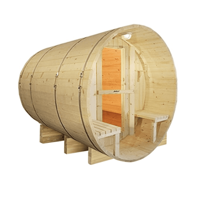 Aleko Sauna's White Finland Pine Indoor and Outdoor Traditional Barrel Sauna- 5 Person