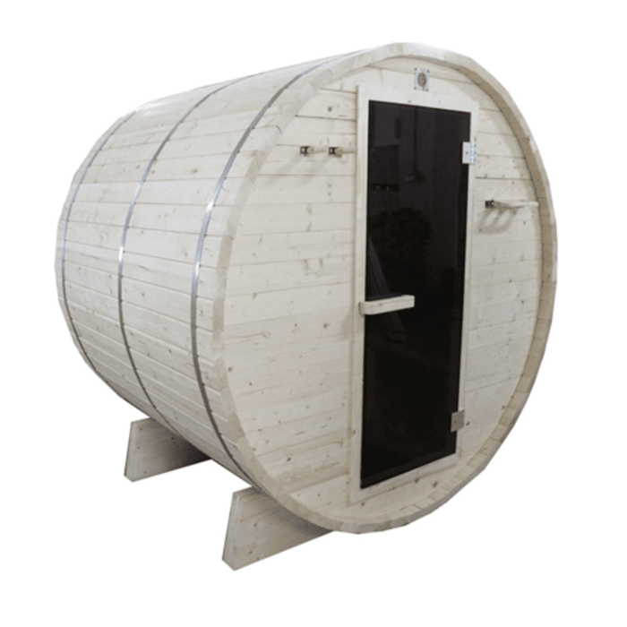 Aleko Sauna's White Pine Traditional Indoor / Outdoor Barrel Sauna- 5 Person 4.5 KW Heater