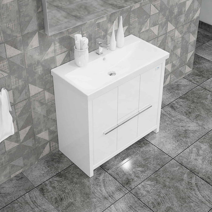 Casa Mare Alessio 32" Glossy White Vanity Ceramic Sink Combo - Alessio80GW-32-MSC-S