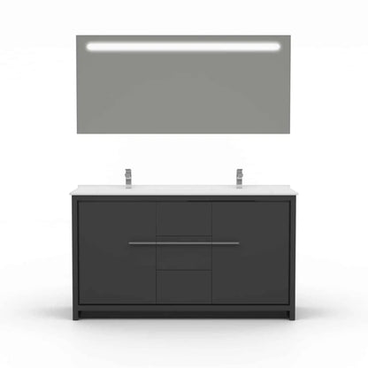 Casa Mare Alessio 60" Bathroom Vanity and Ceramic Sink Combo with LED Mirror - Alessio152GG-60