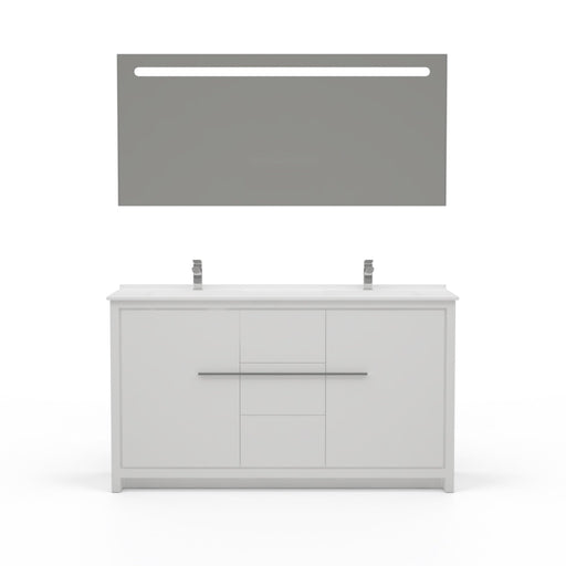 Casa Mare Alessio 60" Glossy White Vanity Ceramic Sink Combo - Alessio152GW-60-MSC-S