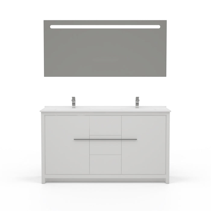 Casa Mare Alessio 60" Glossy White Vanity Ceramic Sink Combo - Alessio152GW-60-MSC-S