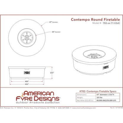 American Fyre Designs Contempo Round Firetable