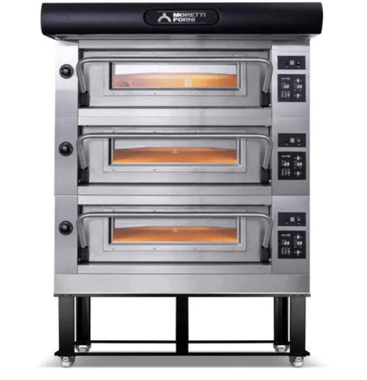 AMPTO Electric Pizza Oven Amalfi 38'' x 29'' x 7'' (Chamber) 208/240/60/3 - 3 Decks with tray guide base - AMALFI B3