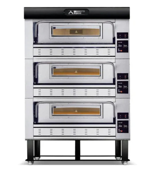 AMPTO Gas Pizza Oven P110G 44'' x 44'' x 7'' (Chamber) - 3 Decks - P110G B3