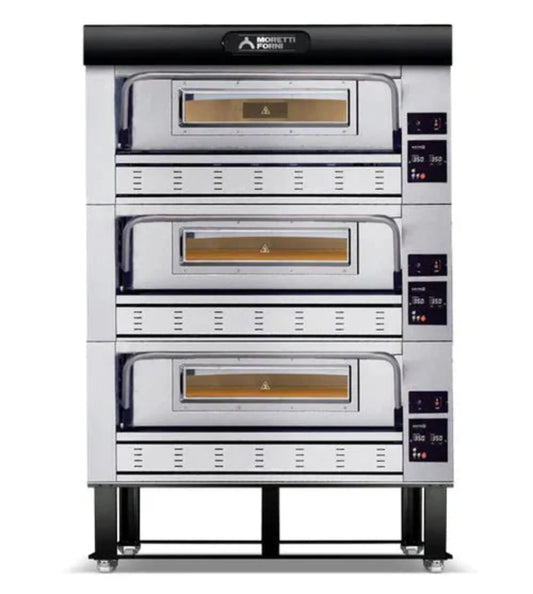 AMPTO Gas Pizza Oven P110G 44'' x 44'' x 7'' (Chamber) - 3 Decks - P110G B3