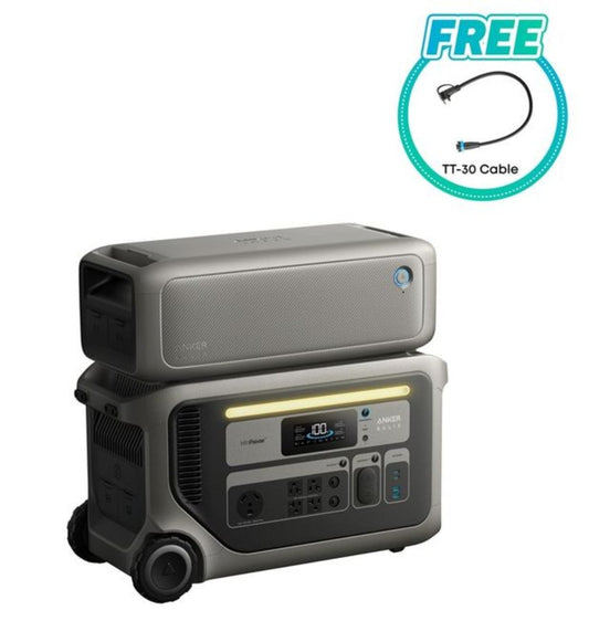 Aurora Generators SOLIX F3000 Portable Power Station + BP3000 Expansion Battery - 6144 Watt Hours - Includes FREE TT-30 Cable - B1782112