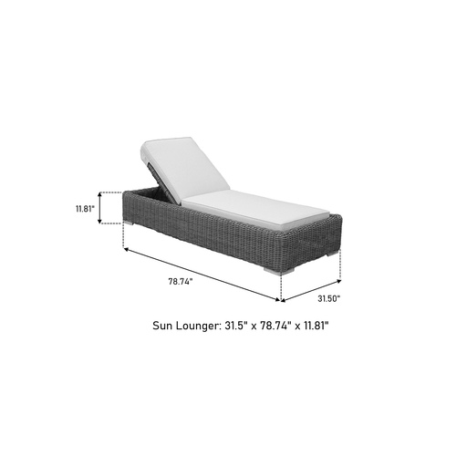 OUTSY Anna 79 X 31.5 Inch Outdoor Wicker Aluminum Frame Sun Lounger in White and Grey - 0AAN-SL-WH