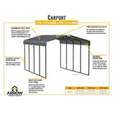 Arrow | Carport 12x20x9 ft Charcoal CPHC122009