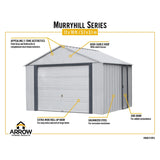 Arrow | Murryhill 12 ft. Wide Garage, Steel Storage Building, Prefab Storage Shed, Flute Grey