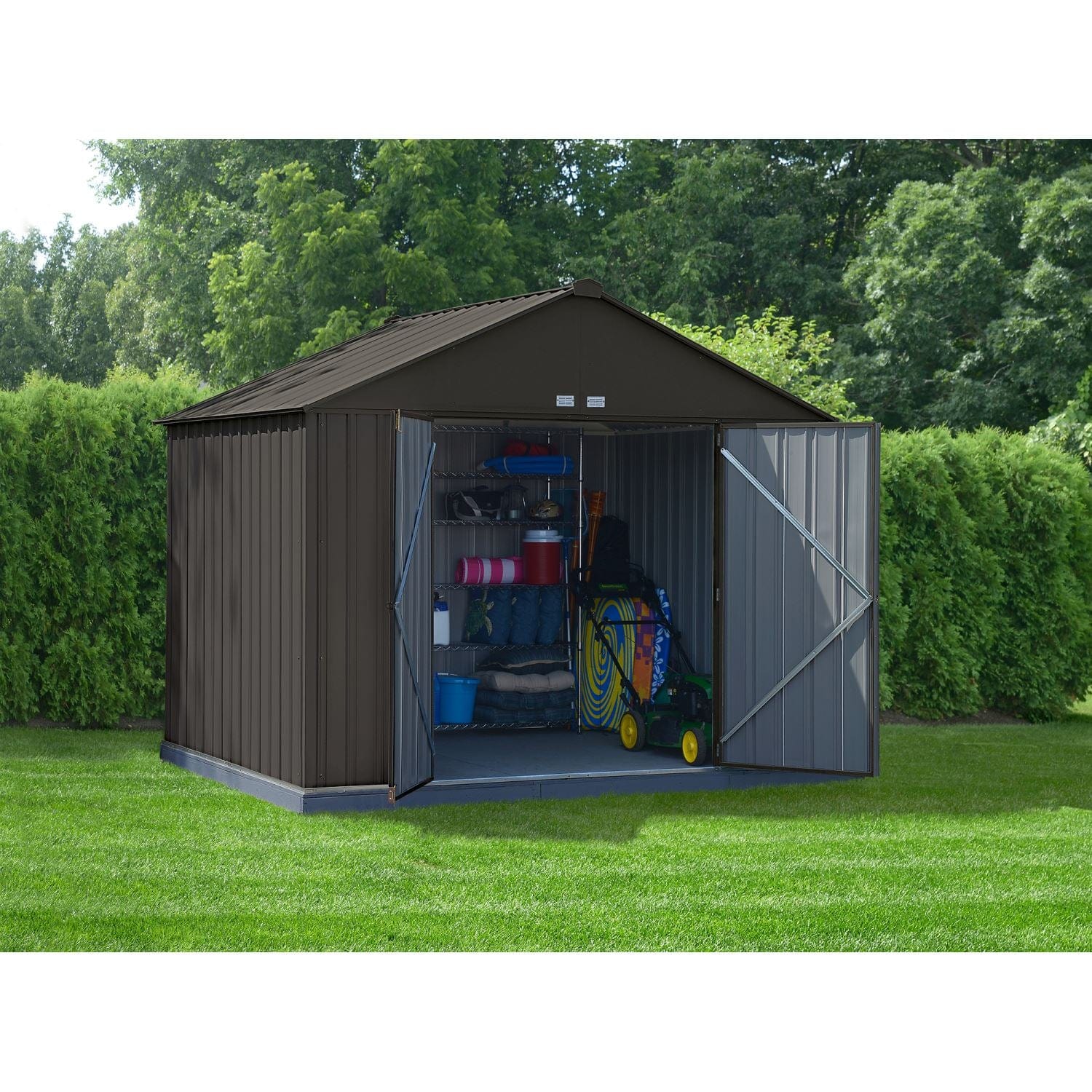 Arrow | EZEE Shed Steel Storage 10x8 ft. Galvanized Extra High Gable Charcoal EZ10872HVCC