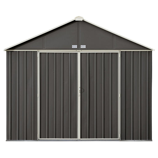 Arrow | EZEE Shed Steel Storage 10x8 ft. Galvanized Extra High Gable Charcoal with Cream Trim EZ10872HVCCCR