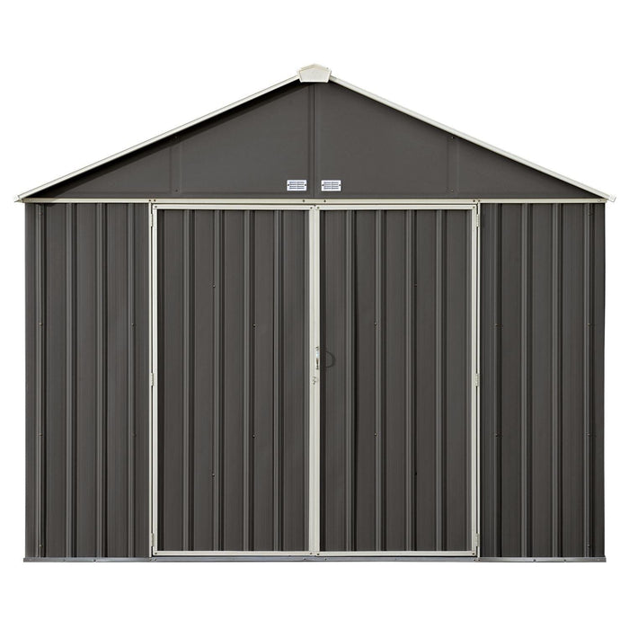 Arrow | EZEE Shed Steel Storage 10x8 ft. Galvanized Extra High Gable Charcoal with Cream Trim EZ10872HVCCCR