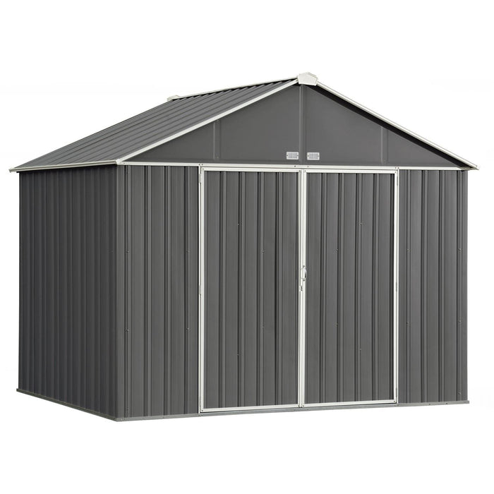 Arrow | EZEE Shed Steel Storage 10x8 ft. Galvanized Extra High Gable Charcoal with Cream Trim EZ10872HVCCCR