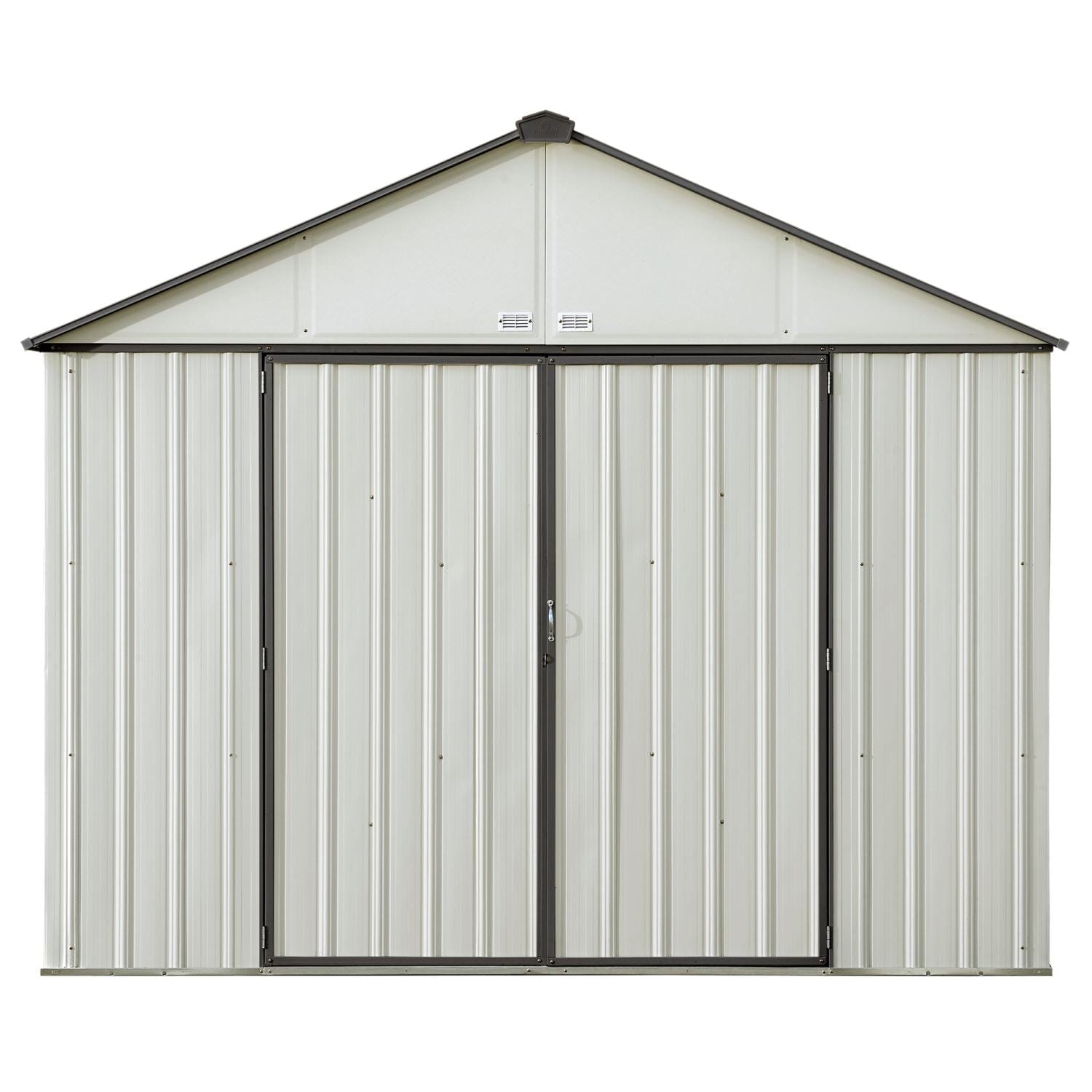 Arrow | EZEE Shed Steel Storage 10x8 ft. Galvanized Extra High Gable Cream with Charcoal Trim EZ10872HVCRCC