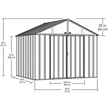 Arrow | EZEE Shed Steel Storage 10x8 ft. Galvanized Extra High Gable Cream with Charcoal Trim EZ10872HVCRCC-02