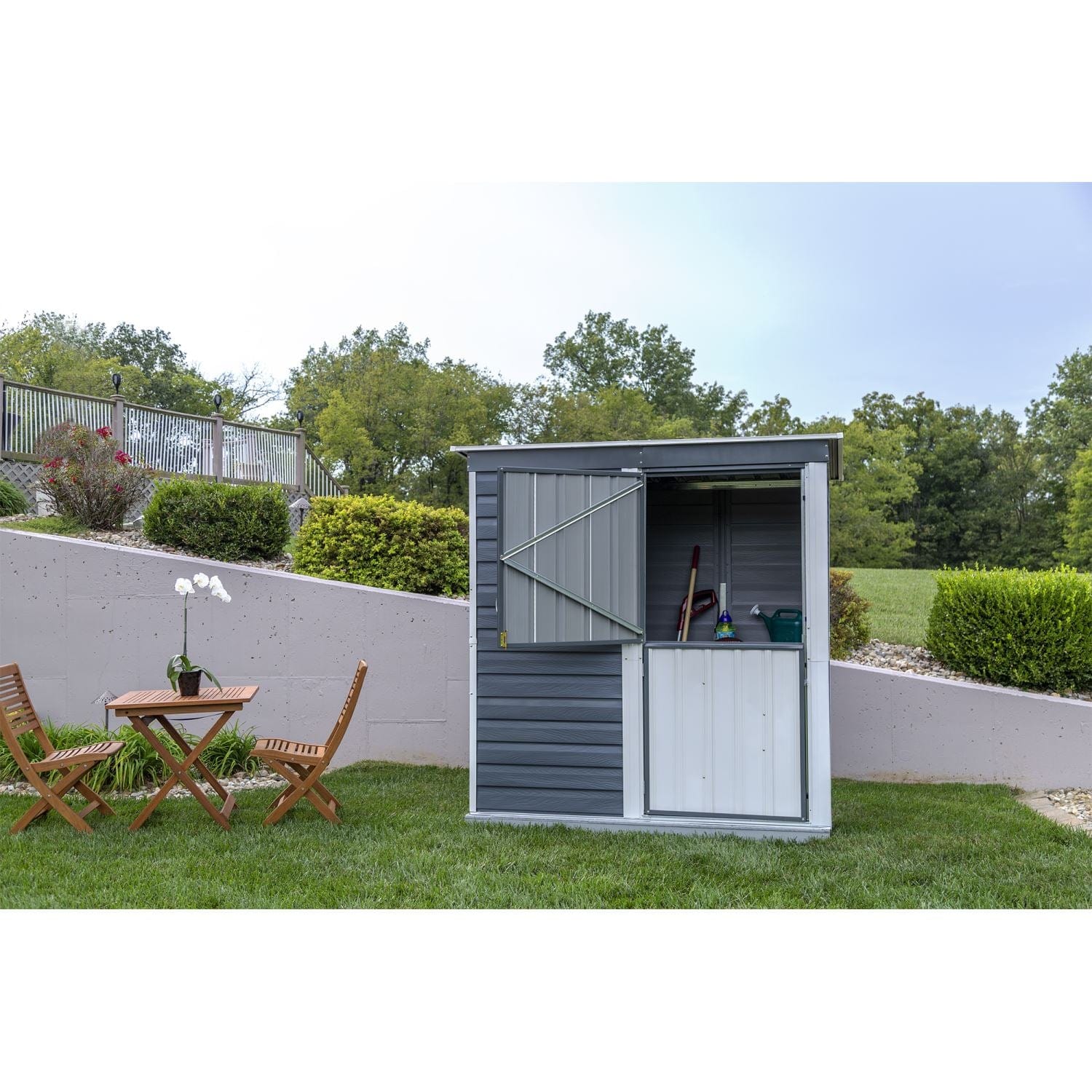 Arrow | Shed-in-a-Box Steel Storage Shed 6x4 ft. Galvanized Charcoal/Cream SBS64