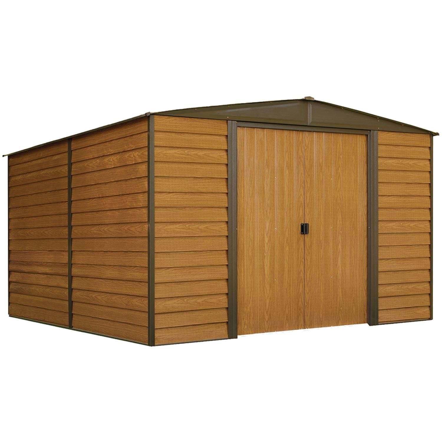 Arrow | Woodridge 10x12 ft. Steel Storage Shed Coffee/Woodgrain WR1012