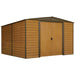 Arrow | Woodridge 10x12 ft. Steel Storage Shed Coffee/Woodgrain WR1012