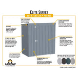 Arrow | Elite Steel Storage Shed, 6x4, ft. Cool Grey EP64CG