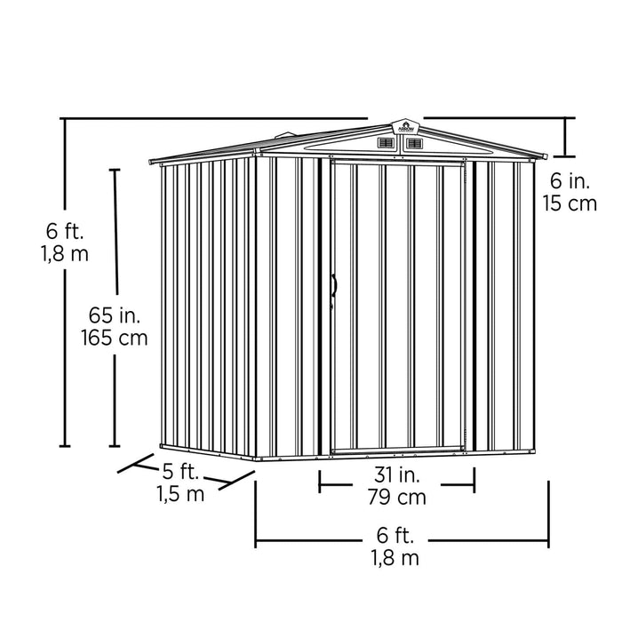 Arrow | EZEE Shed Steel Storage 6x5 ft. Galvanized Low Gable Charcoal EZ6565LVCC