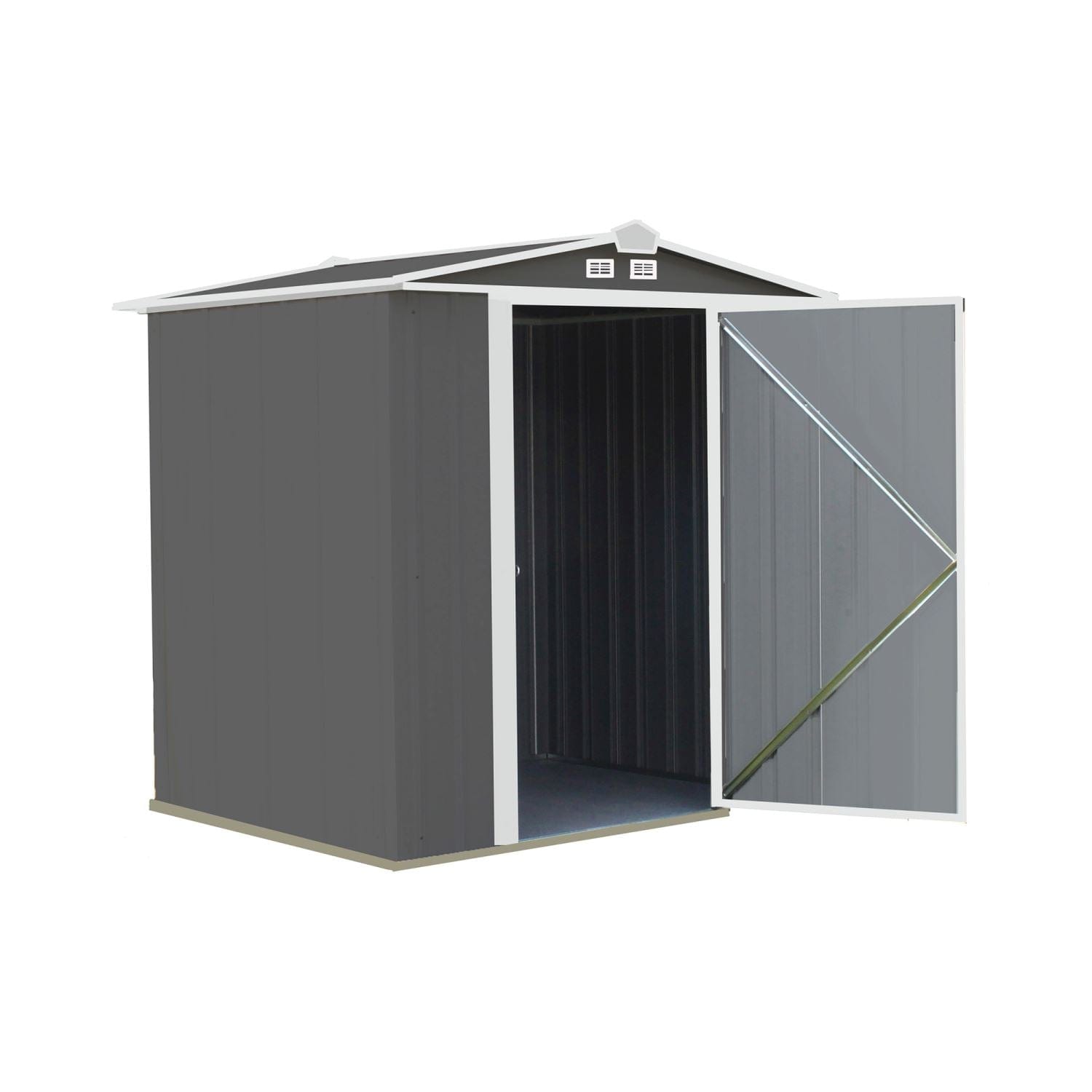 Arrow | EZEE Shed Steel Storage 6x5 ft. Galvanized Low Gable Charcoal with Cream Trim EZ6565LVCCCR