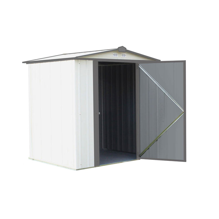 Arrow | EZEE Shed Steel Storage 6x5 ft. Galvanized Low Gable Cream with Charcoal Trim EZ6565LVCRCC