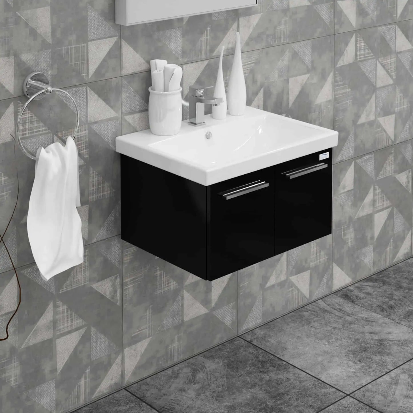 Casa Mare Aspe 24" Bathroom Vanity and Ceramic Sink Combo with LED Mirror - Aspe60GB-24